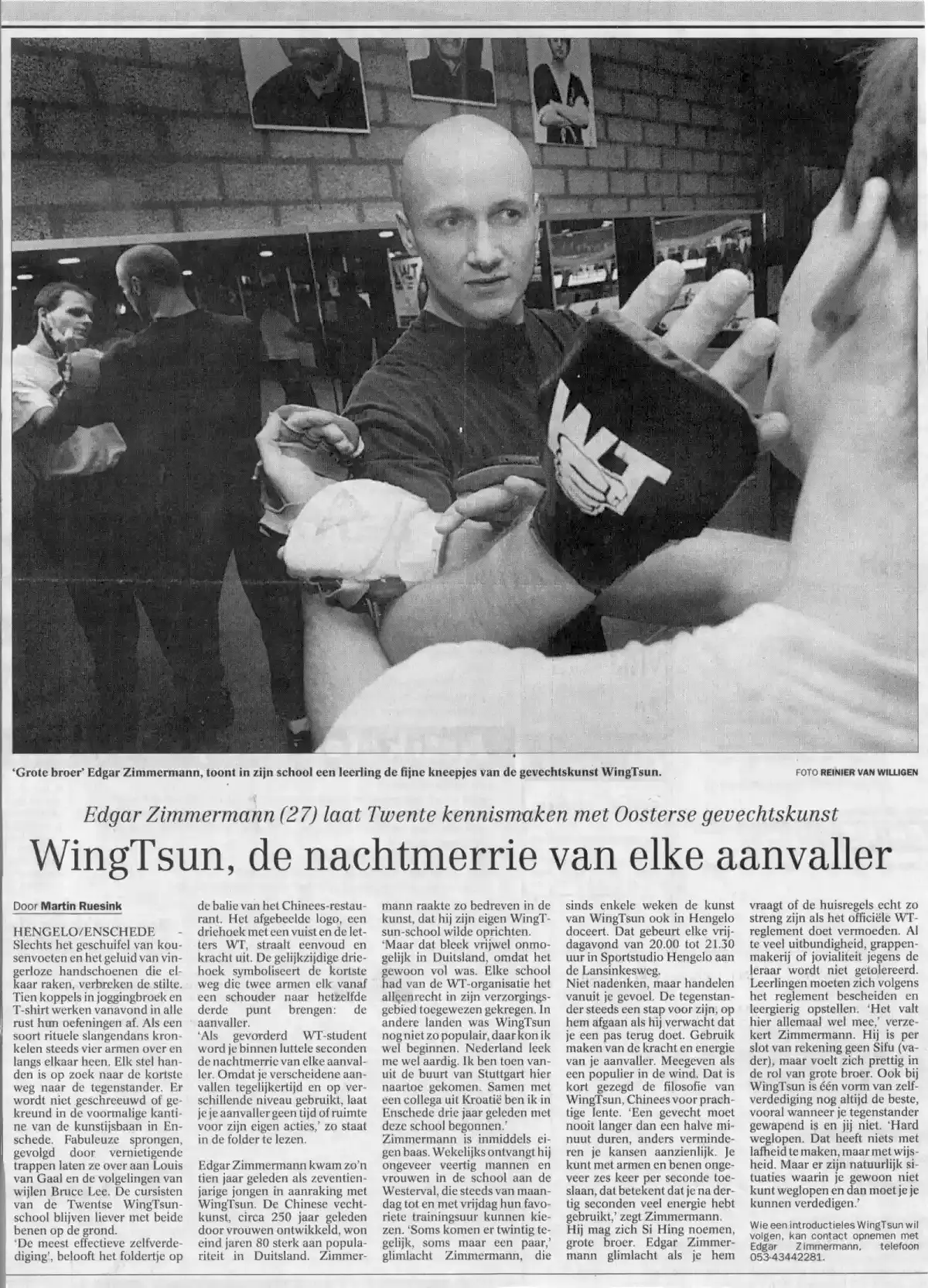 25 oktober 1997, De Twentsche Courant Tubantia artikel Enschede en Hengelo - Wing Tsun, de nachtmerrie van elke aanvaller